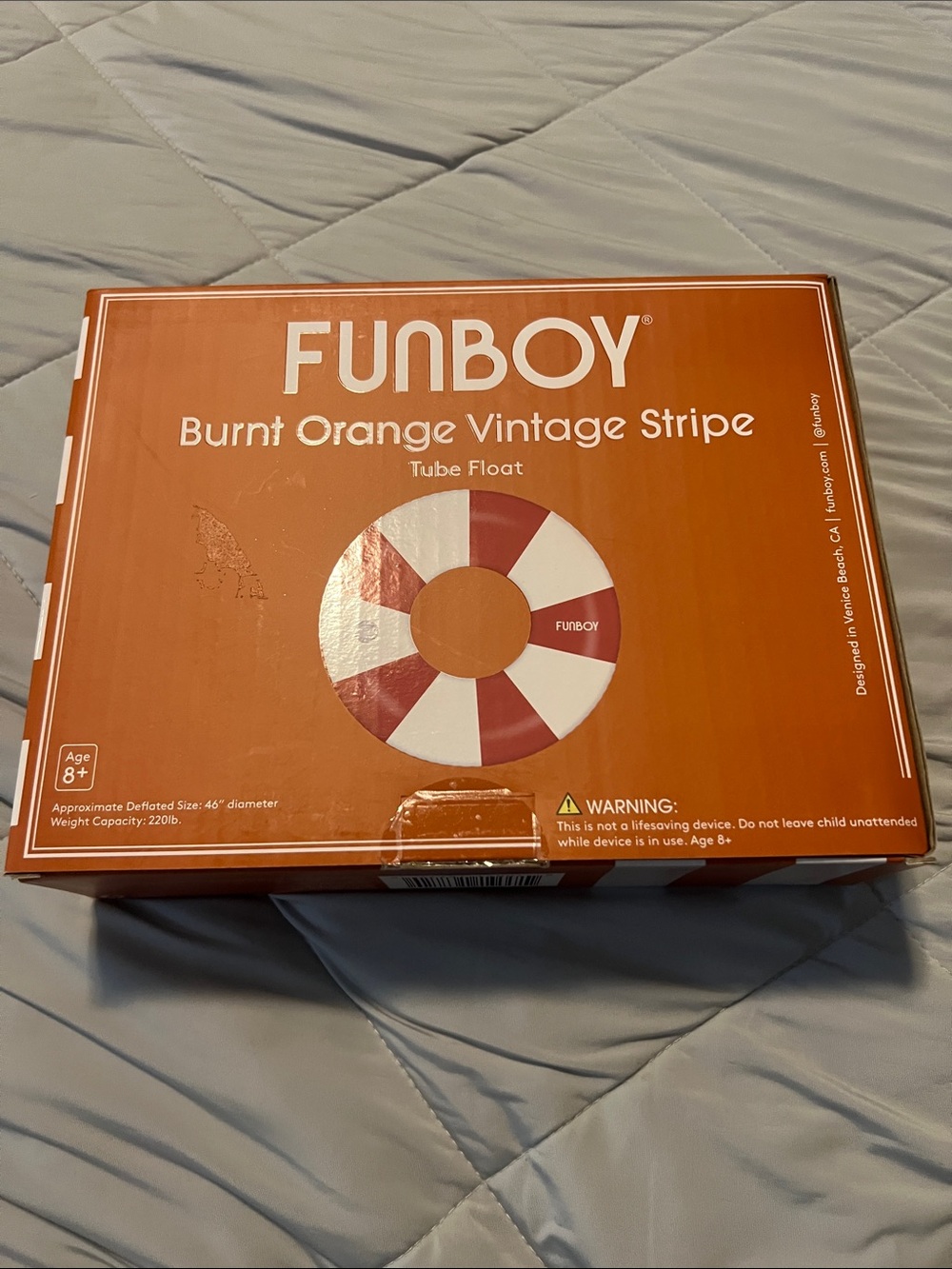FUNBOY Burnt Orange Vintage Stripe Tube Float